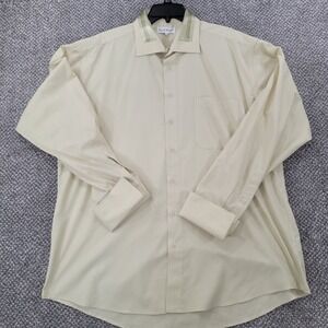 Karl Knox Mens Dress Shirt 18.5 36/37 Cream French Cuff Single Needle Tailoring